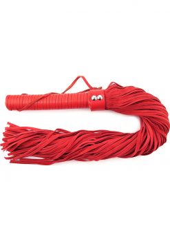 Rouge Suede Flogger With Leather Handle Red