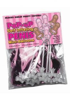 Little Genie Pop-Up Self Inflating Penis Mini-Balloons Novelty 6 Per Pack