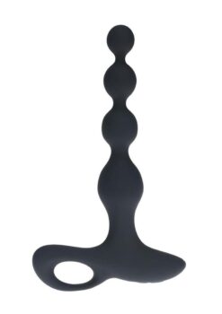 Levelz Beaded Vibrating Silicone Rechargeable Anal Plug with Remote Control - Black