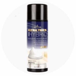 Ultra Thick Hybrid personal moisturizer bottle, unflavored, promoting intimate experiences at Spice Sensuality.