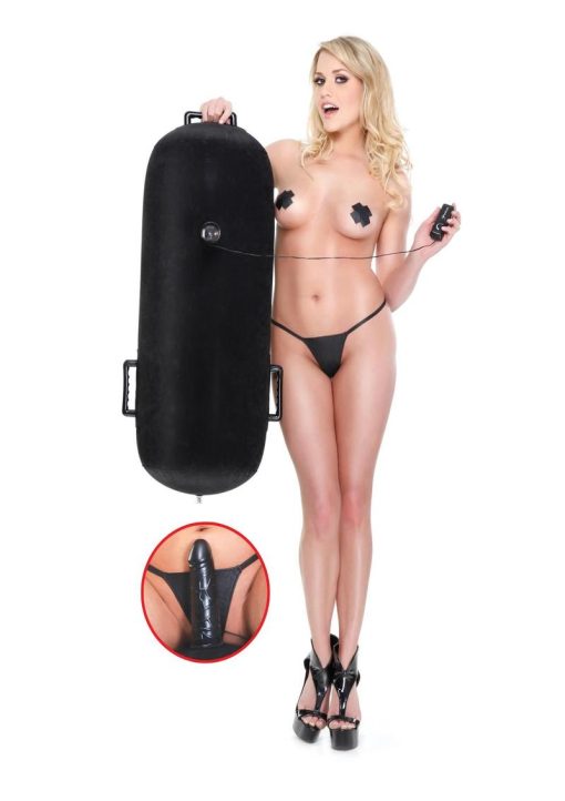 Fetish Fantasy Series Inflatable Luv Log Position Pillow with Vibrating Dildo and Wired Remote Control 5in - Black - Image 3