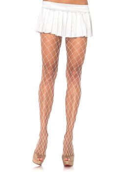 Leg Avenue Spandex Diamond Pantyhose - OS - White