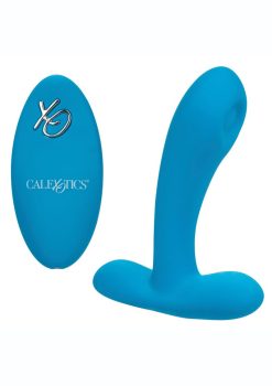 Silicone Pulsing Pleaser Rechargeable Vibrator with Remote Control - Blue