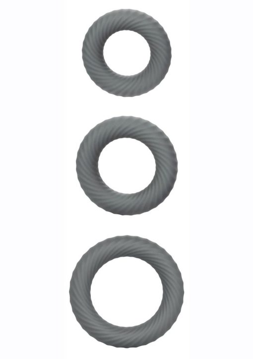 Link Up Ultra Soft Ultimate Set Silicone Cock Rings (Set of 3) - Gray - Image 3