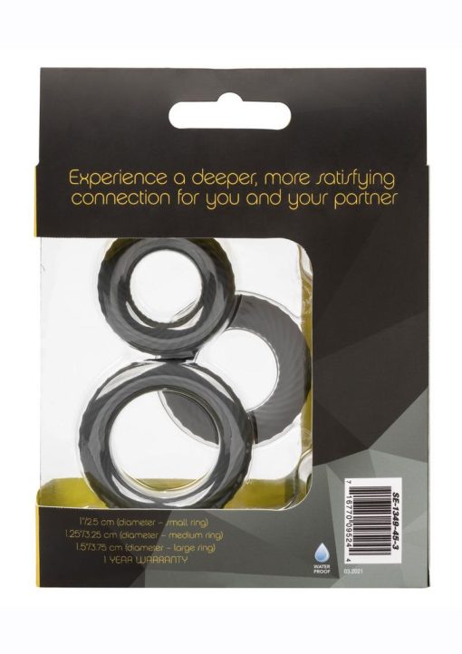 Link Up Ultra Soft Ultimate Set Silicone Cock Rings (Set of 3) - Gray - Image 4
