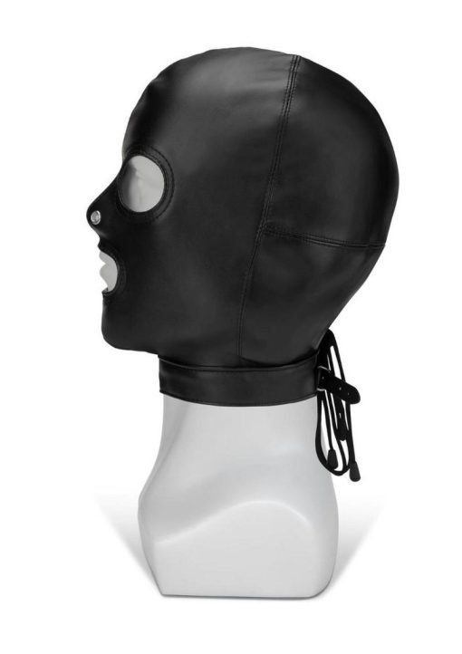 ME YOU US Hood with Eyes Nose Mouth PU Leather Bondage Hood - Black - Image 3