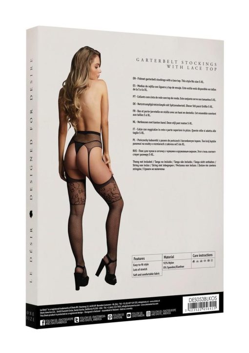Le Desir Garterbelt Stocking with Lace Top - O/S - Black - Image 4