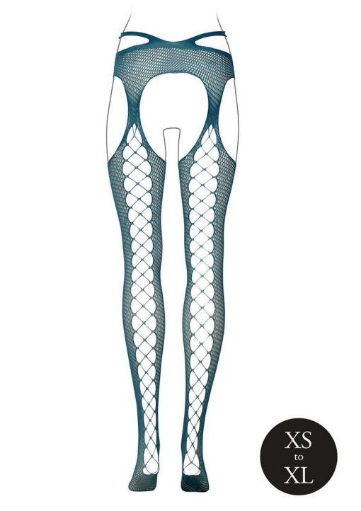 Le Desir Suspender Pantyhose with Strappy Waist - O/S - Blue - Image 3