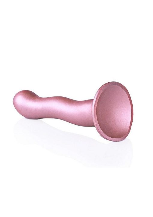 Ouch! Ultra Soft Curvy G-Spot Silicone Dildo 7in - Mettalic Rose Gold - Image 3