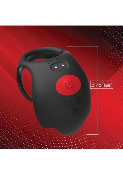 Red Dot Silicone Rechargeable Vibrating Cock Ring V3 with Remote Control - Black/Red