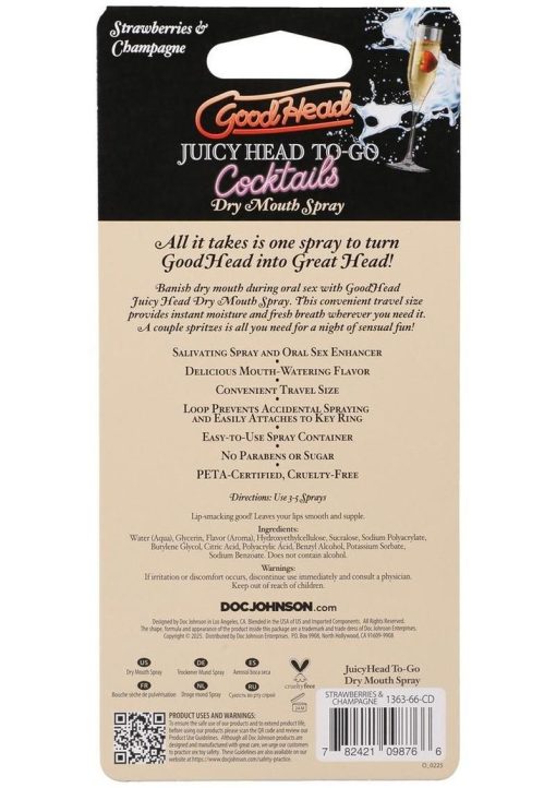 GoodHead Juicy Head Cocktails Dry Mouth Spray To-Go Strawberries and Champagne .30oz - Image 4