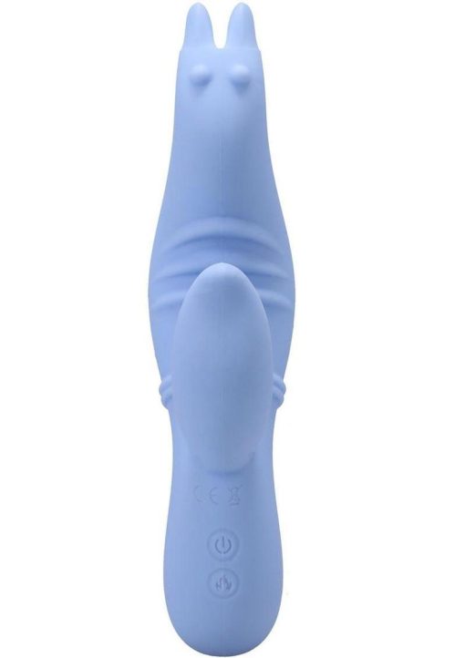 Polynesian Pleasures Into The C Seahorse Siren Rechargeable Silicone Rabbit Vibrator with Clitoral Stimulator - Blue - Image 3