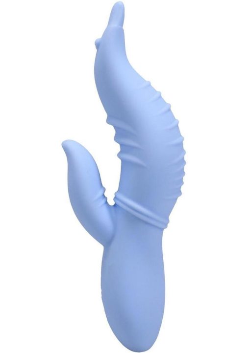 Polynesian Pleasures Into The C Seahorse Siren Rechargeable Silicone Rabbit Vibrator with Clitoral Stimulator - Blue - Image 4