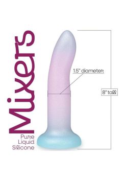 Mixers Blueberry Crush Silicone G-Spot Dildo with Suction Cup 8in  - Blue/Lavender