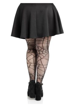 Leg Avenue Spiderweb Net Tights  - 1X/2X - Black