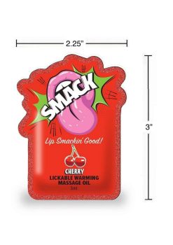 SMACK Warming and Lickable Massage Oil 3ML Pouch (Case of 48) - Cherry