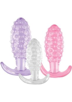Wet Dreams Crystal Ballers Silicone Anal Plugs (3 Piece) - Assorted Colors