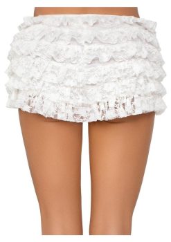 Leg Avenue Lace Ruffle Shorts - Medium - White