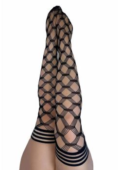 Kixies Cassandra Layered Fence Net Thigh Highs - Size C/Large - Black