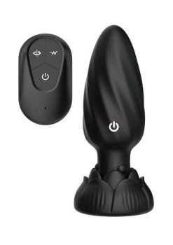Atomic Rotating Vibrating Rechargeable Silicone Plug with Remote Control - Black