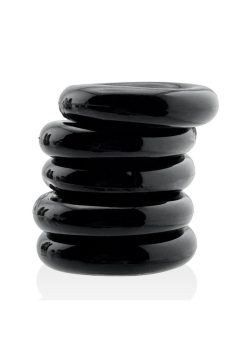 Hunkyjunk Jacker 5 Stack Super-Strong Cockrings (5 Pack) - Black